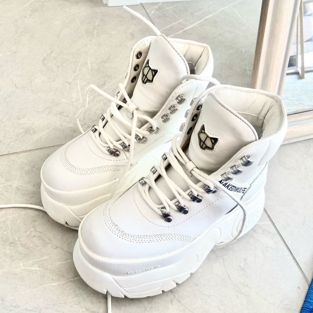 naked wolfe SPIKE WHITE LEATHER